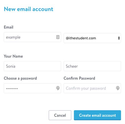 create a hermes email account